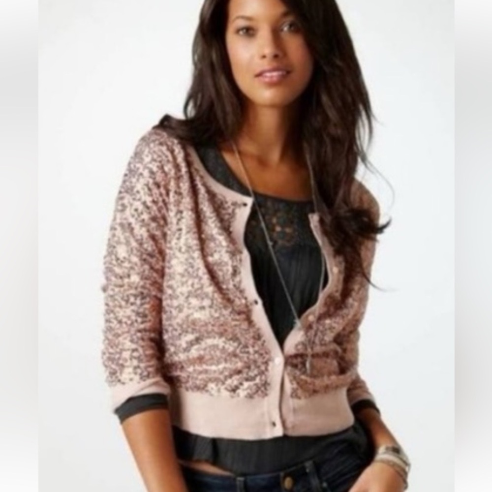 American Eagle size M sequined cardigan holiday sparkle sweater New